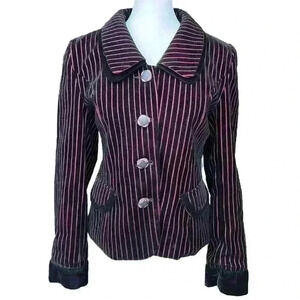 Vintage velvet striped blazer size M black & maroon